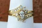 Bridal Set 2.50Ct Marquise Cut Created Diamond Women Ring 14K Yellow Gold Finish