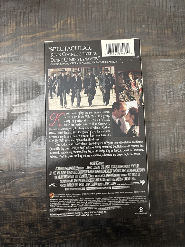Wyatt Earp (VHS 1994, 2-Tape Set) Kevin Costner, Dennis Quaid, Gene Hackman - Image 2 of 2