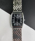 Vintage Seiko Slim Tank Quartz Men Black Dial Dress Watch-Free Shipping