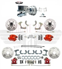 1959-64 Chevy Impala Bel Air Front Rear Red Wilwood Disc Brake Kit Chrome Master