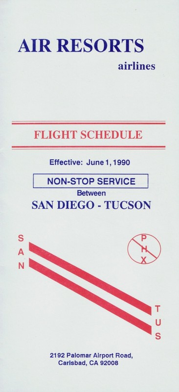 Air Resorts Airlines Timetable  June 1, 1990 =