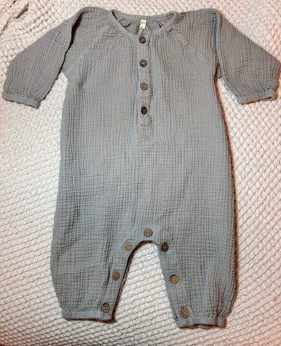 WILD WAWA Double Cotton Gauze Muslin Bubble Romper Neutral Sz 12 18 Months - Picture 2 of 3