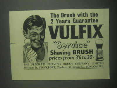 1953 Vulfix Service Shaving Brush Ad - The brush with the 2 years guarantee