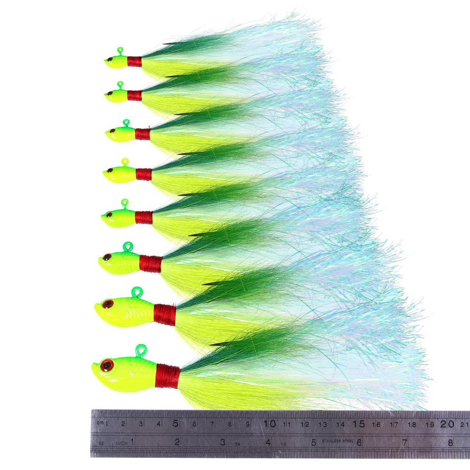6 Pack Inchiku Bucktail Jig Head Sea Fishing Wobbler Bait Multicolor Trout Bass - Bild 4 von 4