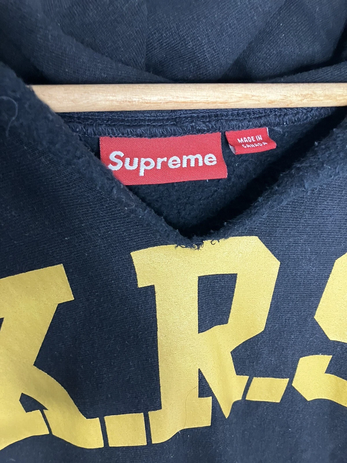 Felpa con cappuccio uomo Supreme KRS ""Knowledge Reigns Supreme"" grande navy rara vintage