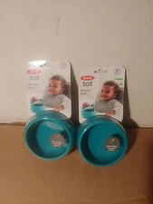 2x OXO Tot Teal Silicone Bowls Set  - Weighted Bottom - Brand New