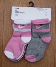 Nike Baby 6 Pair Ankle Socks  Pink, Gray  White  2-4 Years