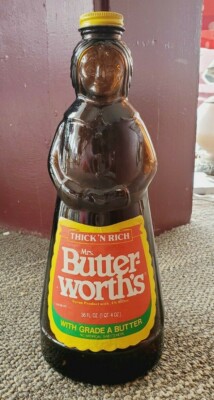 3本Mrs butter worth’s パンケーキシロップ瓶(アンティーク) Vintage Mrs. Butter-Worth´s Syrup Glass Bottle 36 oz Butter