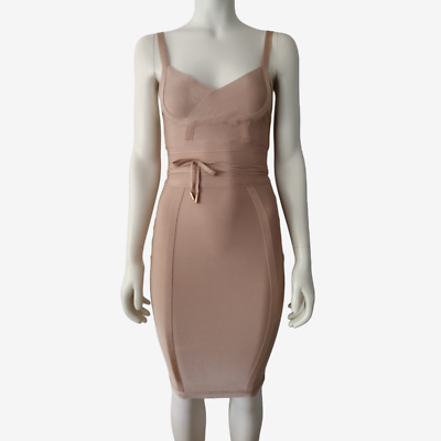 Fashion Nova Nude String Belt Sweetheart Neck Bodycon Bandage Dress Size S  | eBay