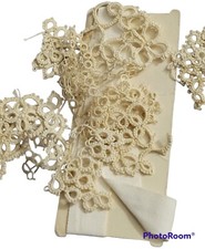 Vintage Ivory Tatting Chains Remnants Cottagecore Grannycore crafts Decor