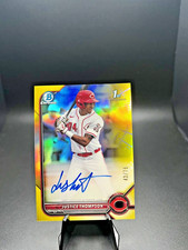 2022 Bowman Chrome Justice Thompson Yellow Refractor 1st Auto #d /75 Reds