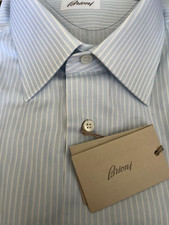 NEW WITH TAG BRIONI STRIPED FINEST COTTON DRESS SHIRT HAND MADE IN ITALY