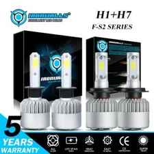 4PCS Combo H1 + H7 LED Headlight 4000W 600000LM Bulb Kit Hi-Lo Beam Xenon 6500K