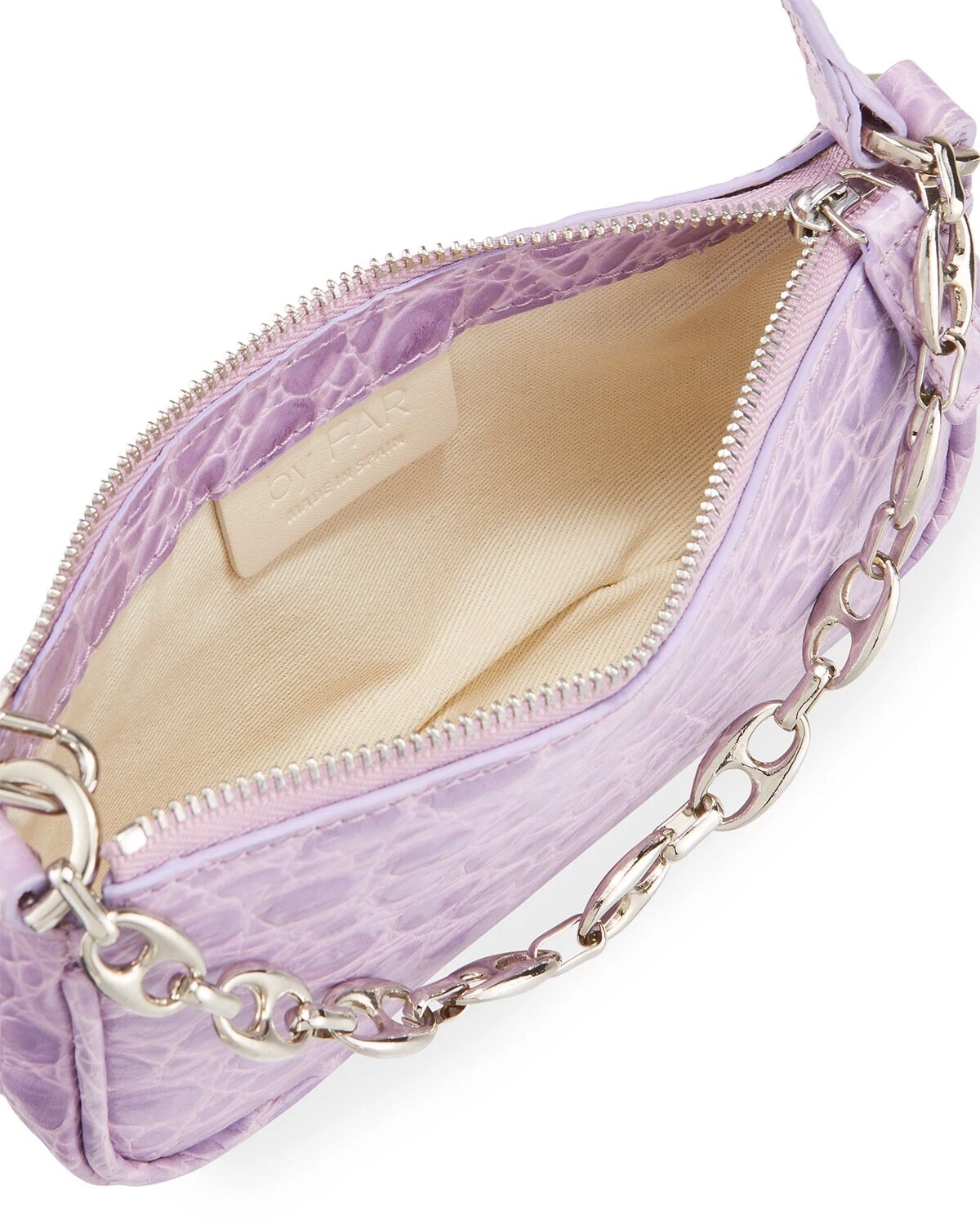 Bellissimo! BY FAR Mini Rachel Croc Borsa a tracolla in rilievo lilla $345