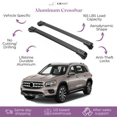 ERKUL Roof Rack Cross Bars Fits Mercedes GLB 2020-2026 Fits Raised Rails Black