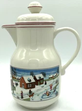 Vintage Villeroy Boch Naif Christmas Coffee Tea Pot Luxembourg Laplau Porcelain