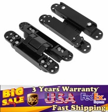 2 Pack of Door Hinges Black - 6 in Hidden Hinges for Wooden Door Security Door