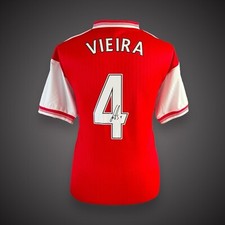 Patrick Vieira Hand Signed Arsenal Football Shirt With COA &pound;199