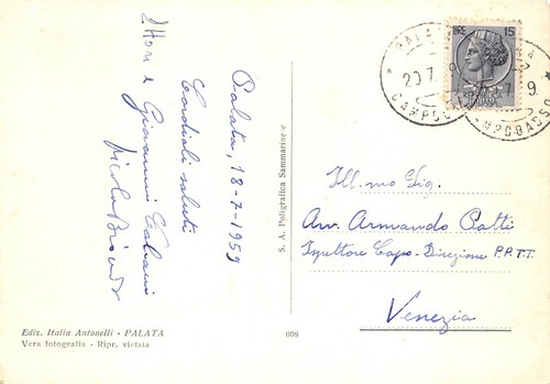 A6743) PALATA POGGIO PALAZZO DUCALE VIAGGIATA NEL 1959 CAMPOBASSO - Bild 2 von 2