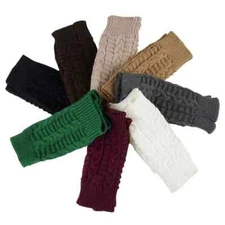 Womens Knit Half Finger Gloves Winter Arm Hand Fingerless Wrist Warmer Mittens