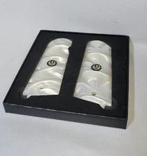 1911 White Pearl Acrylic Grips with Black Ruger Medallions