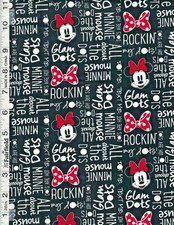 Black Disney Minnie Mouse All About Dots by Camelot Fabrics bty