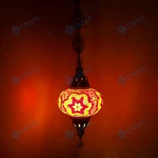 Turkish Moroccan Mosaic Ceiling Hanging Pendant Light Fixture Lamp - Free Bulb
