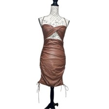 Fashion Nova New Baddie Faux Leather Bodycon Dress Size Medium NWT