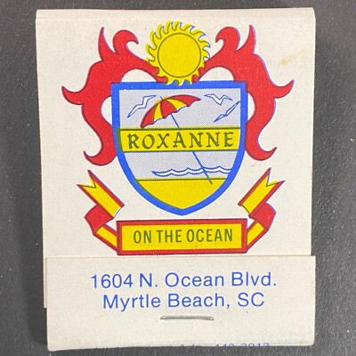 Roxanne Motel On the Ocean Myrtle Beach Full Matchbook c1975-80's
