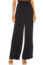 Ulla Johnson Alandra Pants Raven Black High Waisted Pockets Crepe 4 NWOT $425