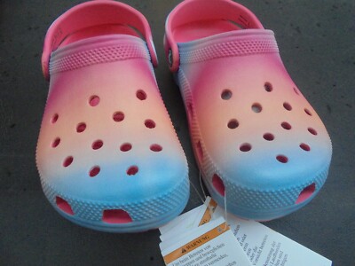 New Crocs Classic Color Dip Clog Women's J2 Junior 2 Multicolor
