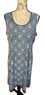 Max Studio Womens Medium Floral Border Print Stretch Dress Sleeveless Size Large