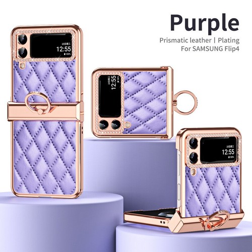 Funda rígida de cuero chapada para Samsung Galaxy Z Flip4 Z Flip3 5G a prueba de golpes - Imagen 21 de 27