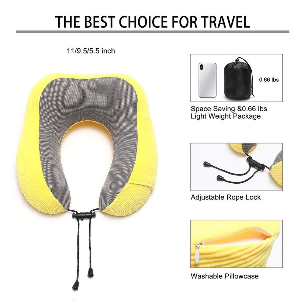 Travel Pillow Memory Foam with 360-Degree Head Support Comfortable Neck Pillo...