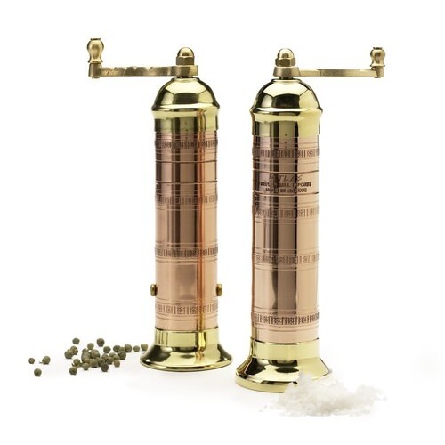 Brass Copper Pepper413 8"Salt418 8" grinder set of 2.(ATLAS)Greek