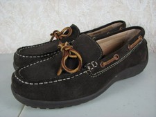 Land's End Brown Suede Moccasin Shoes Women's Slip On Loafers Size 6 B