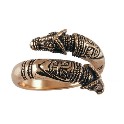 Bronze Wikinger Ring Drachenkopf  Gr.52-60  verstellbar Drachenkopfring