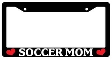 Black License Plate Frame SOCCER MOM Auto Accessory Novelty