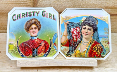 (2) Vintage Victorian/Edwardian Cigar Box Labels - Heine & Schlegal Lithography
