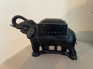 Antique Cast Iron Elephant Tabletop Cigarette Dispenser 