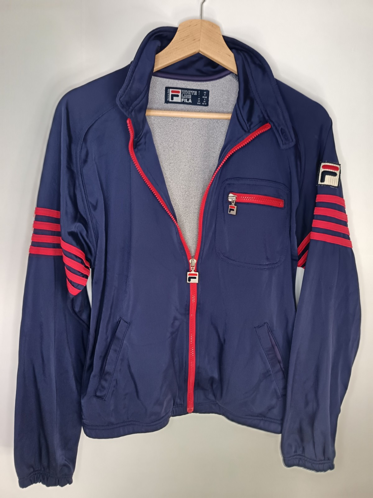 Giacca da pista Fila vintage casual Vann 5 righe Fila Navy taglia S dagli anni 80