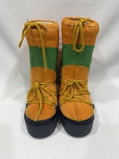 Vintage Rare 1970s Moon Boots Made In Canada Sz 6 Orange Green Retro New