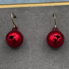 Vintage Red Jingle Mini Christmas Ornament Collectible Bulb Dangle Earrings For