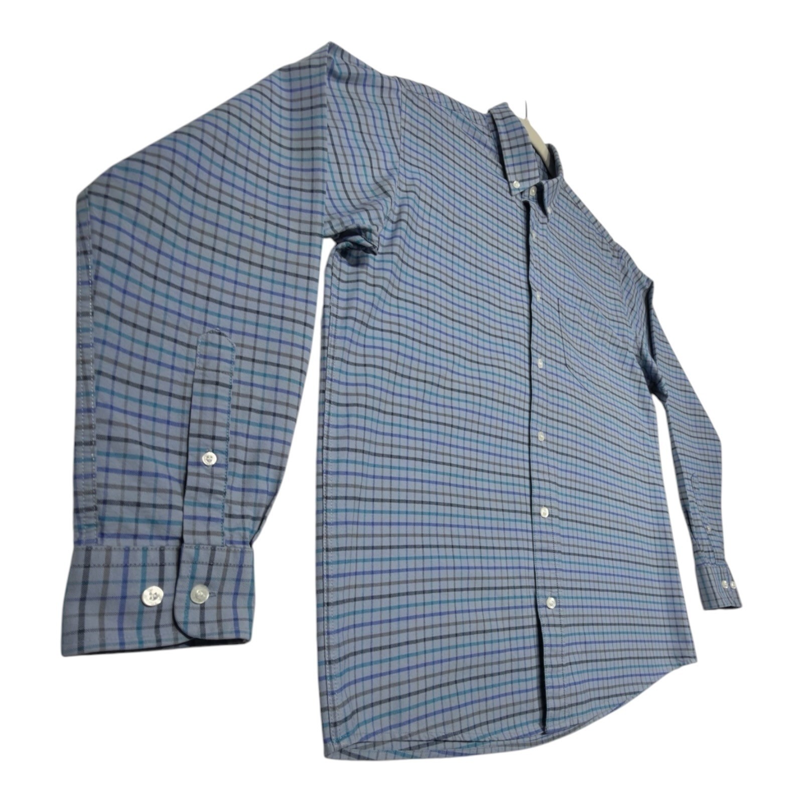 Cotton Traders Shirt Men's Uk Size M Blue Check Button Down Long Sleeve image 5