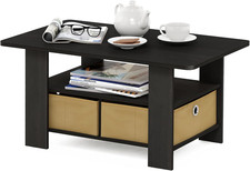 Coffee Table with Bins, Espresso/Brown