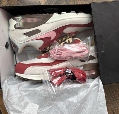 Nike Air Max 90 Low Top Red Pink White Men's Lace-Up Athletic Sneakers