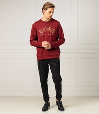 Men  s BOSS Hugo Boss Burgandy Pullover Light Sweatshirt Big Logo Size M