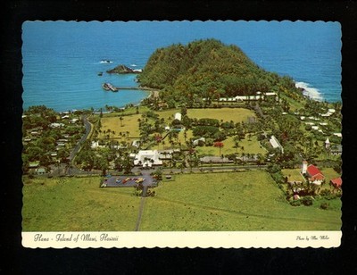 Hawaii HI Maui chrome postcard Hana Hotel Hana Ranch aerial view