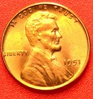 1951-P Lincoln Wheat Cent Penny GEM RED BU From an Original Bank Roll