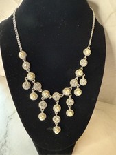 Fashion Jewelry silver pearl and rhinestone beaded necklace bib style